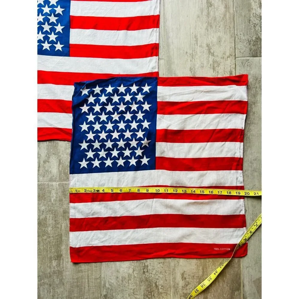 Set Lot of 3 Lightweight American Flag Bandana Scarf Headband Handkerchiefs NEW